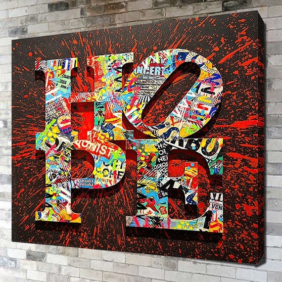 Hope Colorful Letters Graffiti Pop Wall Art Positive Etsy