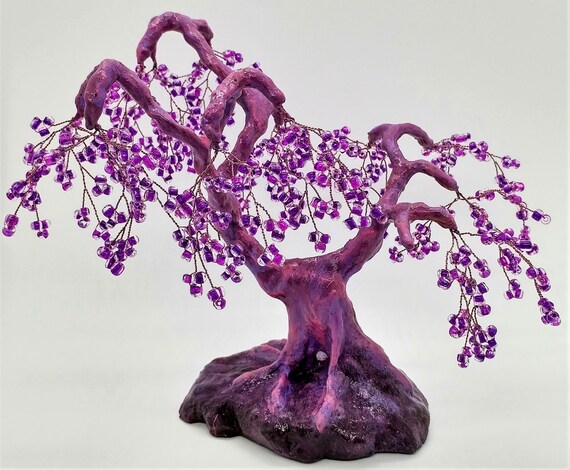 Handmade Lilac Bonsai | Artificial Mini Tree | Beaded Tree Sculpture Made  of Wire & Plaster | Zen Decoration | Unique Home Decor Gift - Etsy