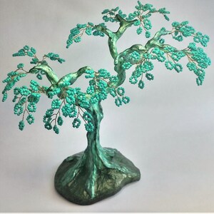 Handmade Bonsai | Artificial Mini Tree | Beaded Tree Sculpture made of Wire & Plaster | Zen Decoration | Unique Home Decor Gift