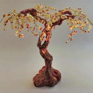 Handmade slender bonsai | Artificial mini tree | Beaded tree sculpture made of wire and plaster | Zen decoration | Unique home decor gift