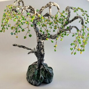 Handmade Bonsai Birch | Artificial Mini Tree | Beaded Tree Sculpture made of Wire & Plaster | Zen Decoration | Unique Home Decor Gift