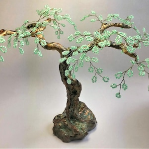 Handmade Bonsai | Artificial Mini Tree | Beaded Tree Sculpture made of Wire & Plaster | Zen Decoration | Unique Home Decor Gift