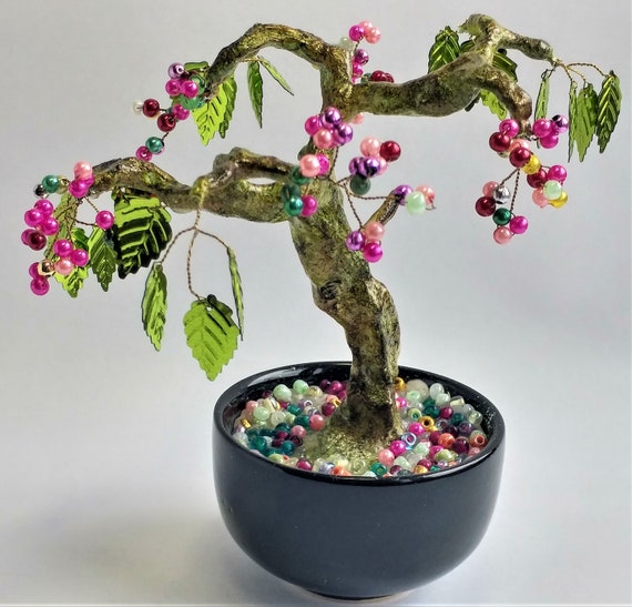 Bonsai mit Blttern, nstlicher Bonsai,  (Perlenbaum/Perlenbonsai/Deko/Gips/Draht/Knstliche Bltter- Baum  Geschenkidee) - Etsy sterreich