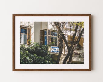 Tel Living israelische Flagge Wandkunst | Israelische Wanddekoration | Magen David Kunstdruck | Israel Poster | Reisedruck | Boho Wand Kunst | Jüdischer Druck