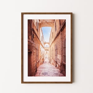 Historic Alley in Old City Jerusalem Art Print | Israel Poster | Christian Decor | Jerusalem Wall Art |Unique Jewish Gift |Holy Land Poster