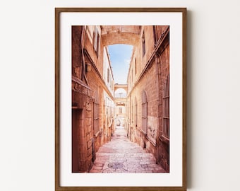 Historic Alley in Old City Jerusalem Art Print | Israel Poster | Christian Decor | Jerusalem Wall Art |Unique Jewish Gift |Holy Land Poster