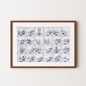 Arte murale blu di Delft / Poster dei Paesi Bassi / Stampa di Amsterdam / Arte delle piastrelle olandesi / Stampa artistica vintage in ceramica di Delft / Arredamento per la casa olandese