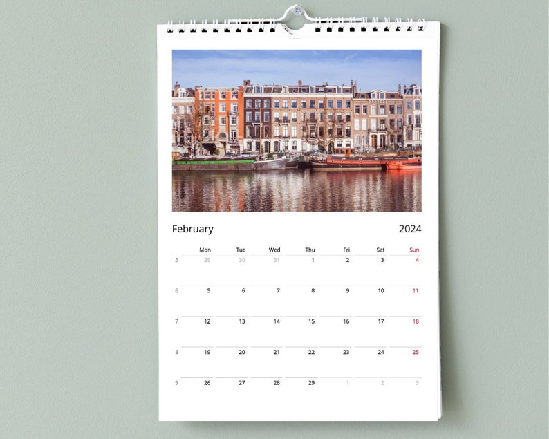Amsterdam Calendar 2024 Netherlands Calendar Birthday Etsy