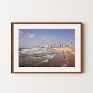 Skyline of beach in Tel Aviv poster | Israel poster | vintage poster | Beach decor | Beach art print | photography prints | beach wall art