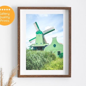 Zaanse Schans Windmills in Netherlands poster | windmill wall decor | boho wall art | Vintage poster | photography prints |Amsterdam prints