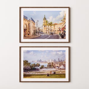 Tel Aviv Print Set of 2 | Clocktower Yafo & Beach View Poster | Israel Wall Art | Jaffa Photography |Mediterranean Fine Art |Tel Aviv Poster