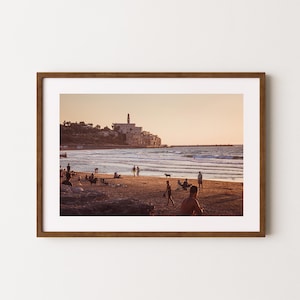 Sunset at Yafo beach in Tel Aviv poster | Israel poster | beach art | Beach decor | beach wall art | fine art | photo prints | beach print