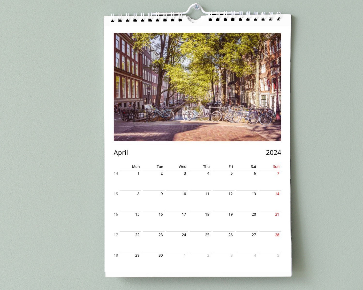 Amsterdam Calendar 2024 Netherlands Calendar Birthday Etsy
