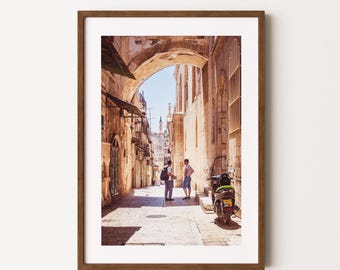 Authentic Street Scene in Old City Jerusalem Art Print | Israel Poster | Jerusalem Wall Art | Historic Jerusalem Print | Jewish Decor