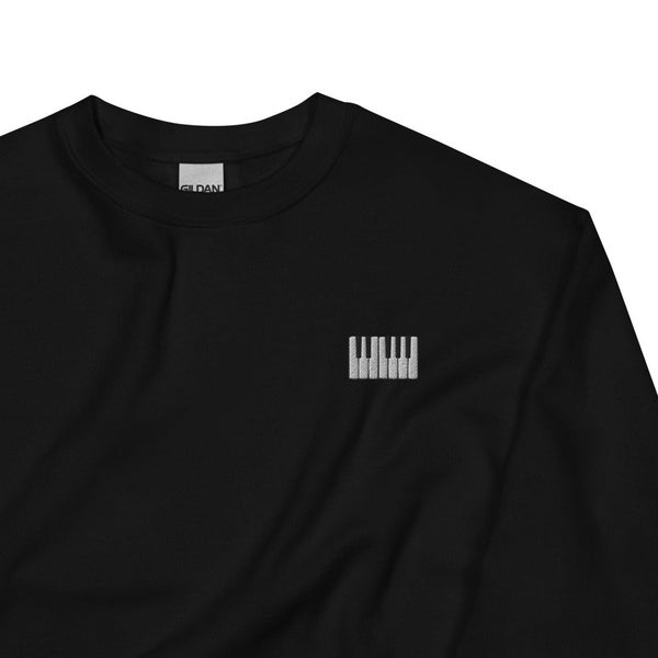 Piano Keys Keyboard Embroidered Sweatshirt Gift, Unisex Crewneck Sweater, Handmade Long Sleeve Sweater - 10 Colour Choice