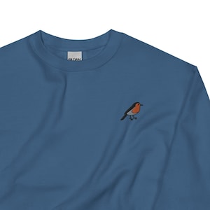 Robin Gestickte Sweatshirt Geschenk, Unisex Rundhals Pullover, Handgemachte Langarm Pullover, Vogel Themed Geschenk