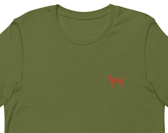 Fox Red Labrador Retriever Dog Embroidered T-Shirt Gift, Unisex Premium Short Sleeve Shirt, Dog Themed Gift - 9 Colour Choice