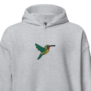 Hummingbird Embroidered Hoodie Gift, Unisex Handmade Long Sleeve Hoody - Bird Themed Gift
