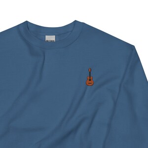 Guitar Embroidered Sweatshirt Gift, Unisex Crewneck Sweater, Handmade Long Sleeve Sweater - 8 Colour Choice