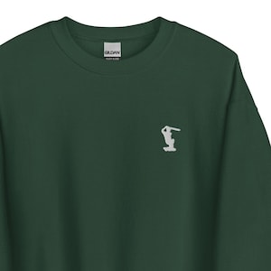 Cricket Player Embroidered Sweatshirt Gift, Unisex Crewneck Sweater, Handmade Long Sleeve Jumper - 10 Colour Choice