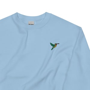 Kolibri gesticktes Sweatshirt Geschenk, Rundhalspullover Langarm-Pullover - Vogel Themed Geschenk