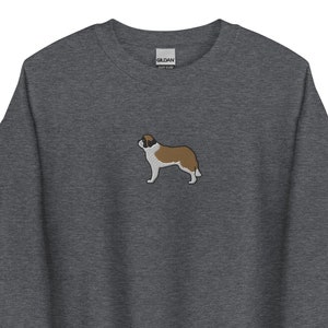 St Bernard Dog Large Embroidered Sweatshirt Gift, Unisex Crewneck Sweater, Handmade Long Sleeve Sweater - 10 Colour Choice