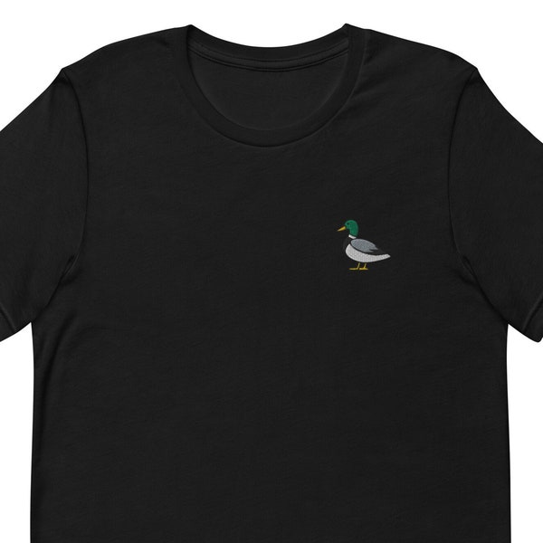 Mallard Duck Embroidered T-Shirt Gift, Unisex Premium Short Sleeve Shirt - 10 Colour Choice