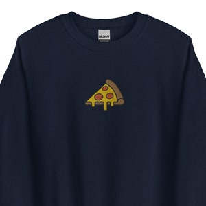 Pizza Large Embroidered Sweatshirt Gift, Unisex Crewneck Sweater, Handmade Long Sleeve Sweater, Food Themed Gift