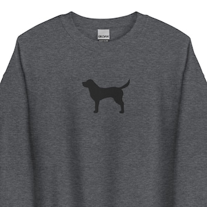 Black Labrador Retriever Dog Large Embroidered Sweatshirt Gift, Unisex Crewneck Sweater, Handmade Long Sleeve Sweater - 9 Colour Choice