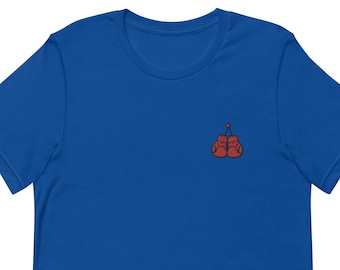 Boxing Gloves Embroidered T-Shirt, Unisex Premium Short Sleeve Shirt, Sport Themed Gift - 10 Colour Choice