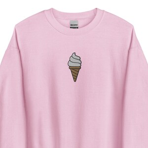 Ice Cream Large Embroidered Sweatshirt Gift, Unisex Crewneck Sweater, Handmade Long Sleeve Sweater, Food Themed Gift