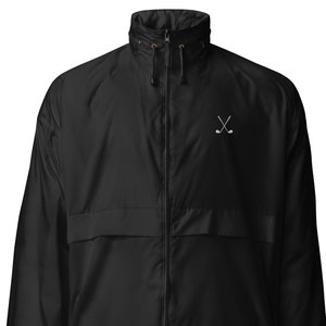 Golf Embroidered Unisex Windbreaker - Travel Packable Thin Lightweight Rain Jacket - 3 Colour Choice