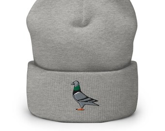 Dead Bird Embroidered Beanie, Handmade Cuffed Knit Unisex  display picture 3