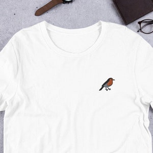 Maglietta ricamata Robin Bird Gift, maglietta unisex premium a maniche corte - 9 colori a scelta