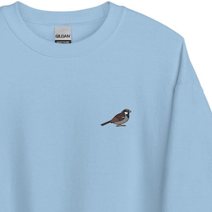Spatz Besticktes Sweatshirt Geschenk, Unisex Pullover mit Rundhalsausschnitt, Handgefertigter Langarmpullover, Vogel Themed Geschenk