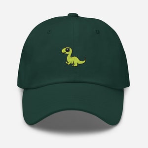 Cute Baby Dino Dad Hat, Embroidered Unisex Cap, Handmade Adjustable Dinosaur Baseball Cap
