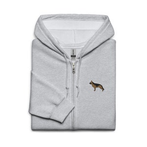 German Shepherd Dog Embroidered Zip Hoodie Gift, Unisex Handmade Long Sleeve Zip Hoody - 5 Colour Choice