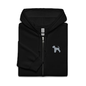 Miniature Schnauzer Dog Embroidered Zip Hoodie Gift, Unisex Handmade Long Sleeve Zip Hoody - 6 Colour Choice
