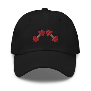 Gym Weights Dumbbell Dad Hat Embroidered Unisex Cap, Handmade Adjustable Baseball Cap, Fitness Gift