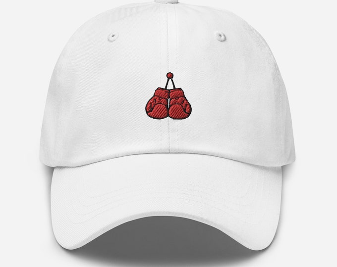 Boxing Gloves Dad Hat Embroidered Unisex Cap, Handmade Adjustable Baseball Cap, Sport Themed Gift