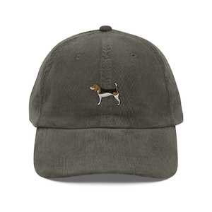 Beagle-Hund Vintage Cordsocke bestickte Unisex-handgefertigte verstellbare Kappe, Geschenk, 4 Farben zur Auswahl