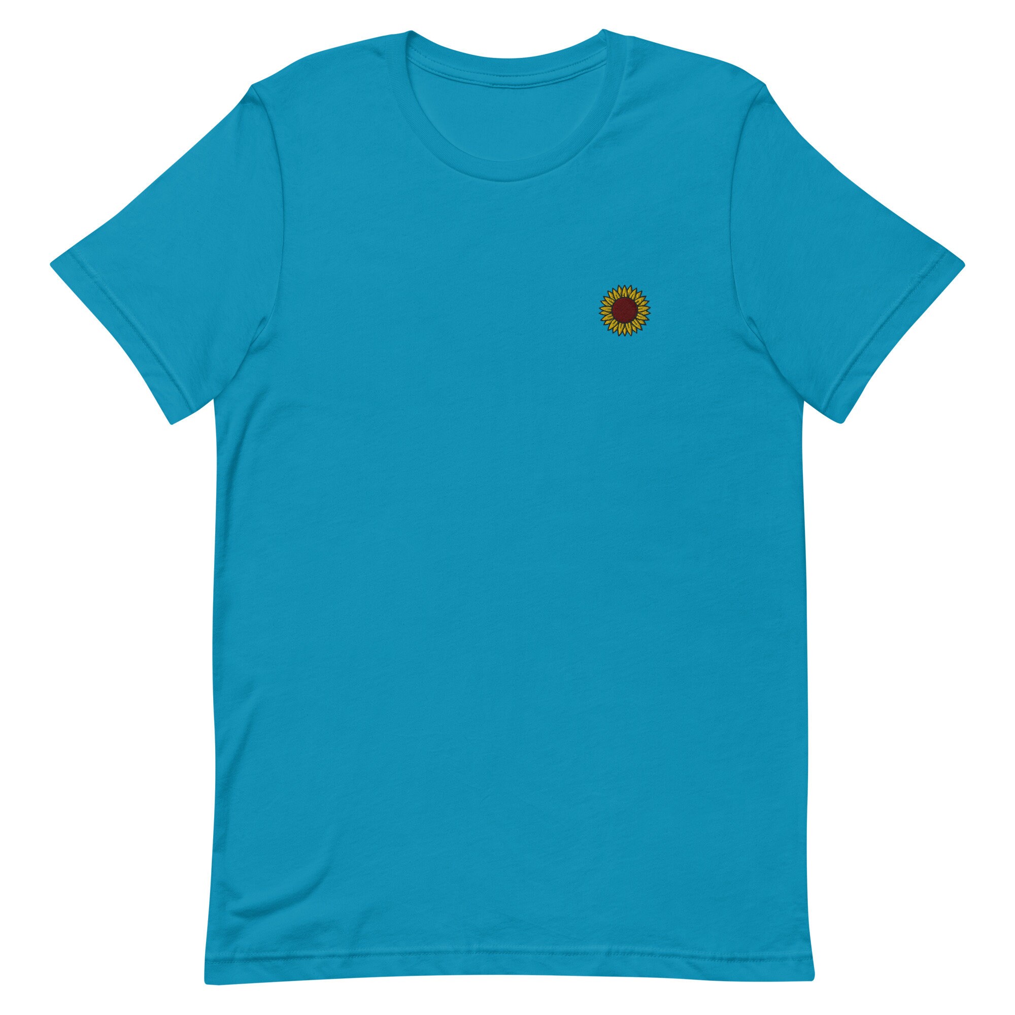 【CPGN STUDIO】Sunset Puppy Embroidery Short Sleeve T-shirt Sunflower Embroidered T-shirt Gift, Unisex Premium Short