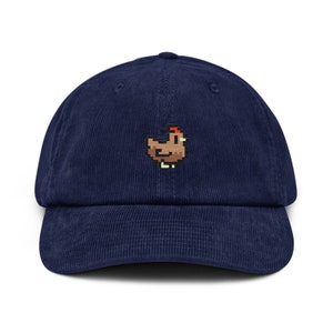 Kyckling Pixel Art Corduroy Hatt, Broderad Unisex Corduroy Pappakeps, Handgjord Justerbar Keps, Gåva, 4 Färgval