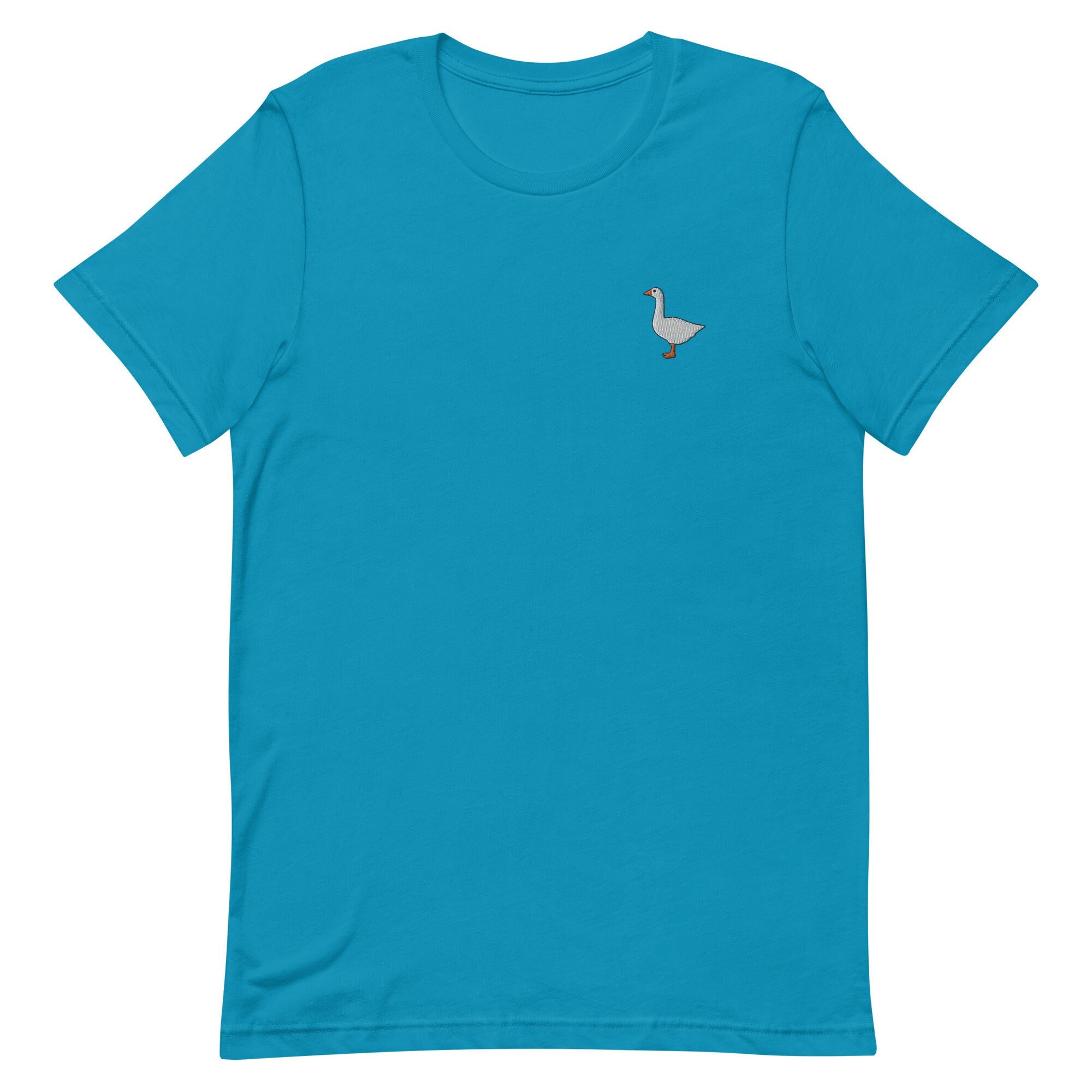 White Goose Embroidered T-Shirt Gift, Unisex Premium Short Sleeve Shirt - 10 Colour Choice