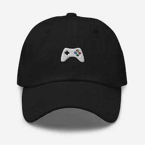 Gaming Controller Dad Hat, Embroidered Unisex Cap, Handmade Adjustable Baseball Cap, Gamer Themed Gift