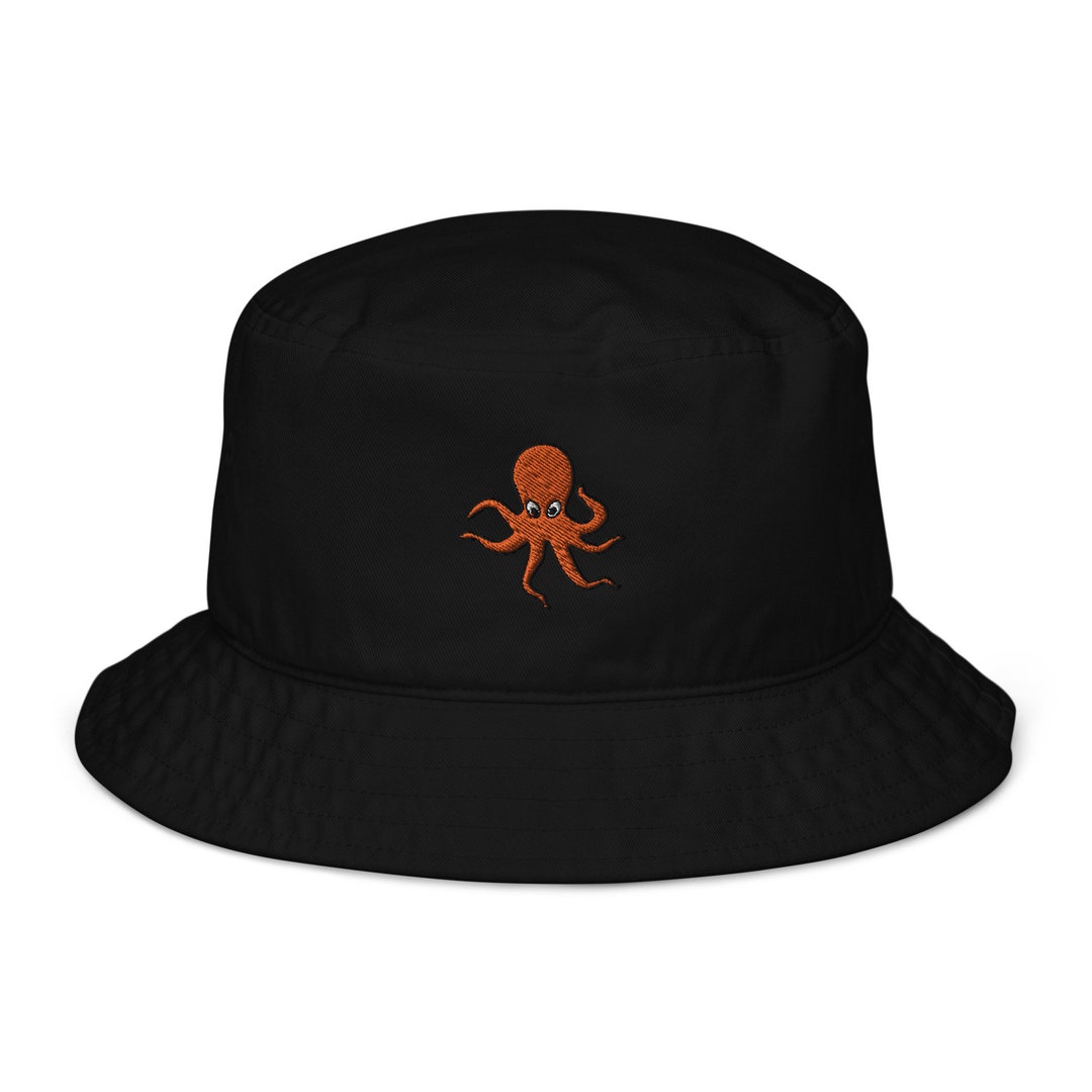 Cappello da pescatore biologico Octopus, cappello unisex ricamato