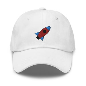 Space Rocket Dad Hat, Embroidered Unisex Cap, Handmade Adjustable Baseball Cap, Gift