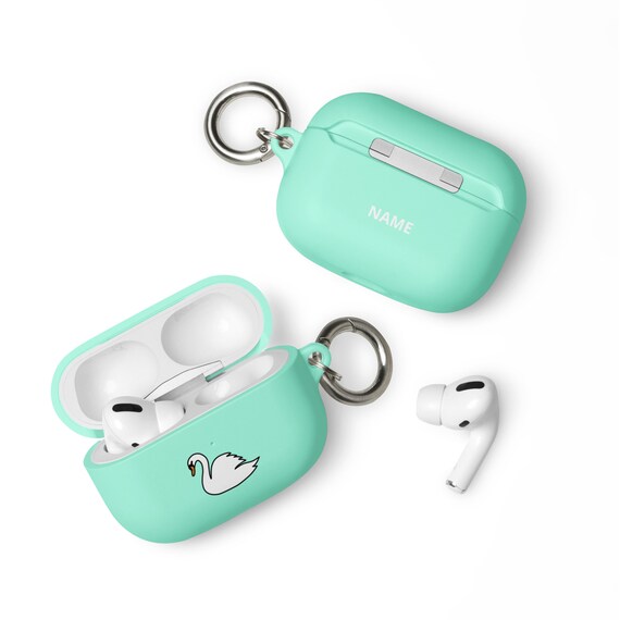Swan Themed Rubber Custom Case for AirPods® Pro Case Can be customised  with name on back