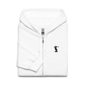 Cricket Player Embroidered Zip Hoodie Gift, Unisex Handmade Long Sleeve Zip Hoody - 7 Colour Choice