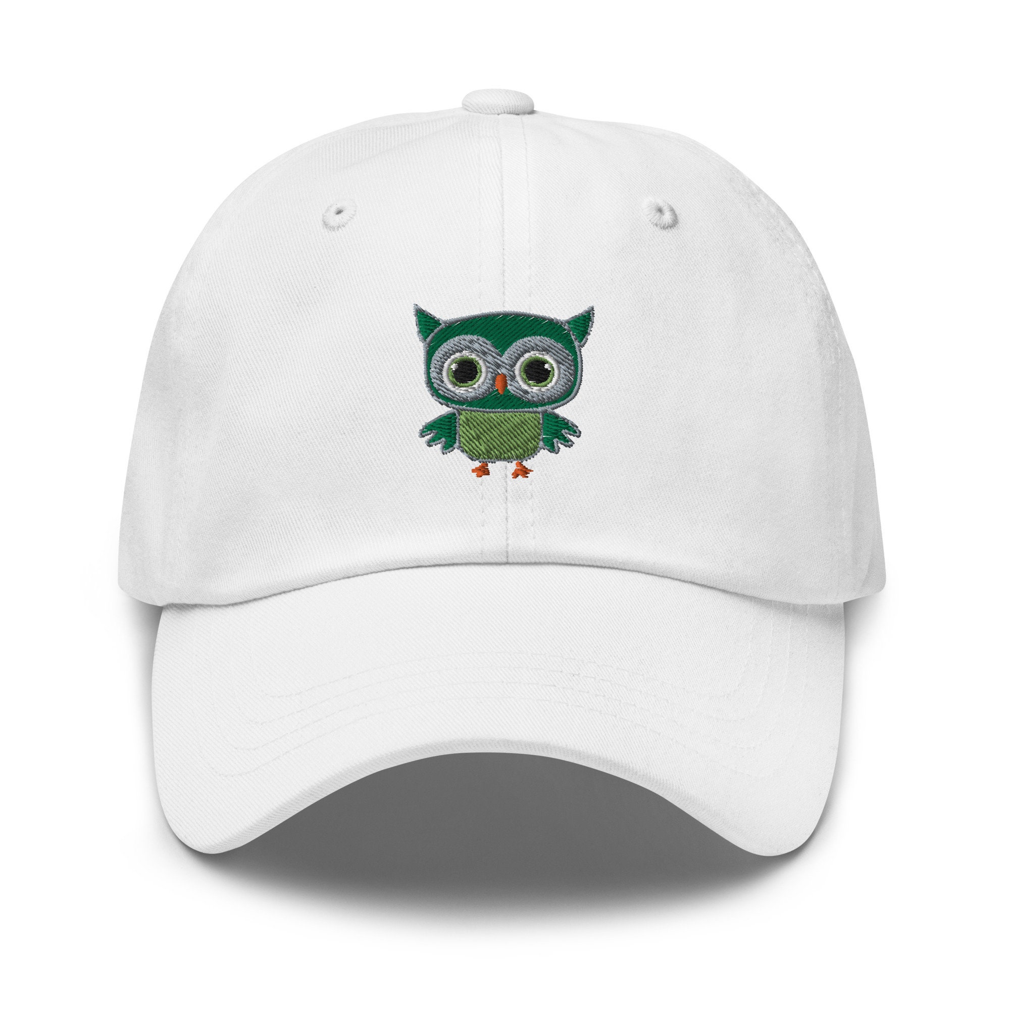 Green Owl Dad Hat Embroidered Unisex Cap, Handmade Adjustable Baseball Cap, Owl Gift